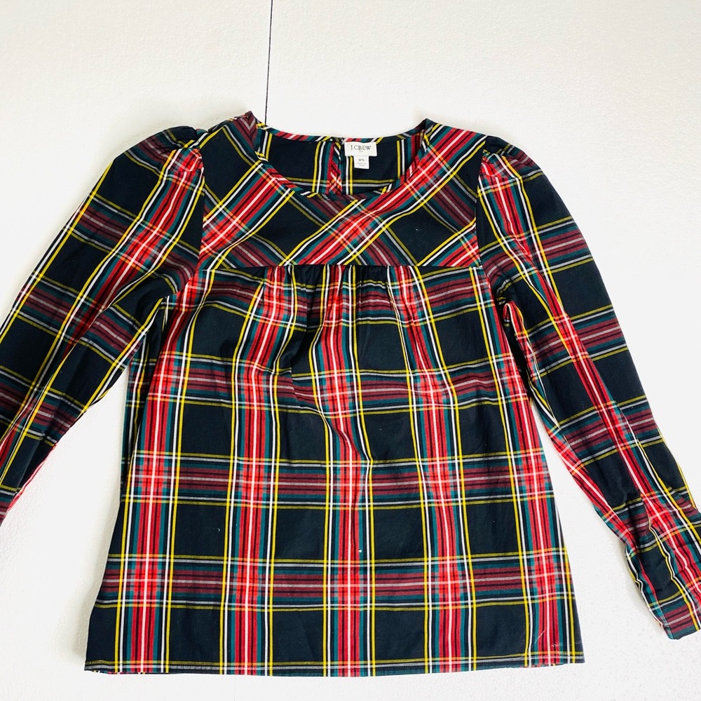 J.Crew Tartan Long Sleeve Plaid Top – Size XS - Picture 6 of 8
